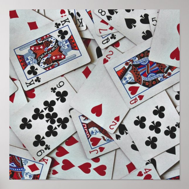 Poster Jouer Cartes Poker Jeux Reine Roi (Devant)