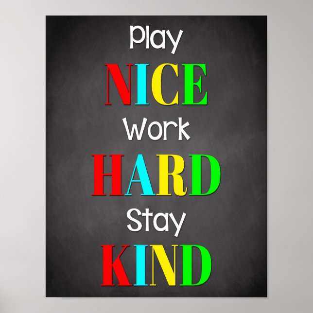 Poster Jouer Nice Travail dur Inspiration classe (Devant)