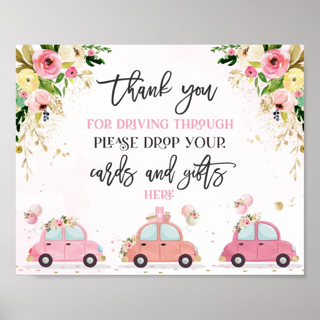 Poster Jouer Par Cartes Baby showers Cadeaux Signal Rose  (Devant)