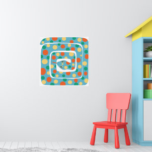 Poster Jouer Polka Dot Bleu Et Orange Serpent Abstrait