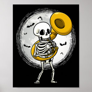 Poster Jouer Sousaphone Tuba Instrument Halloween Band