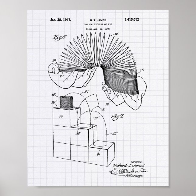 Poster Jouet Slinky 1946 Art Brevet - Poivre Lined (Devant)