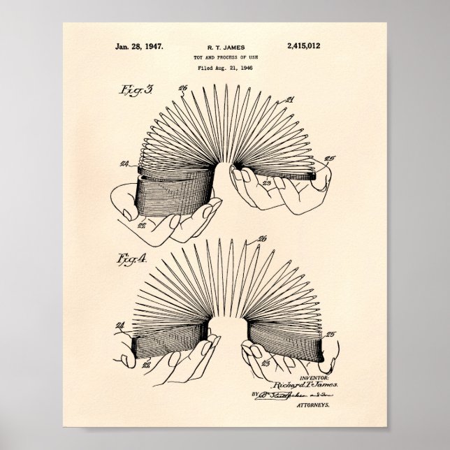 Poster Jouet Slinky 1946 Art Brevet - Vieux Poivre (Devant)