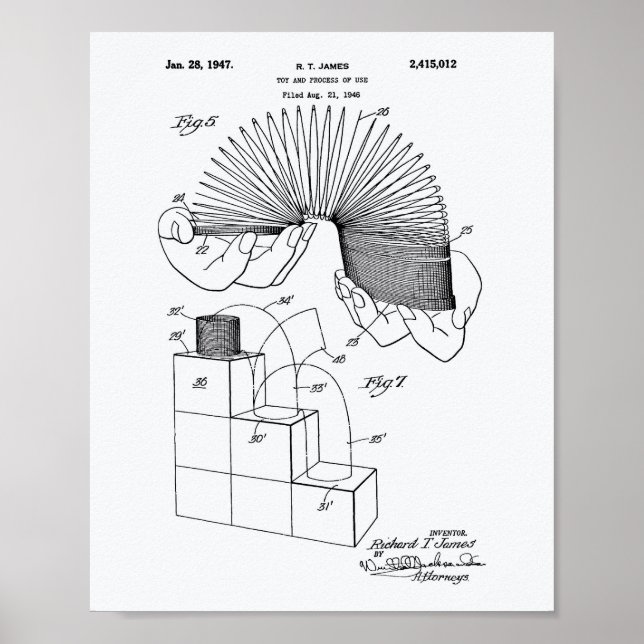 Poster Jouet Slinky 1946 Art breveté - Livre blanc (Devant)