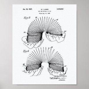 Poster Jouet Slinky 1946 Art breveté - Livre blanc