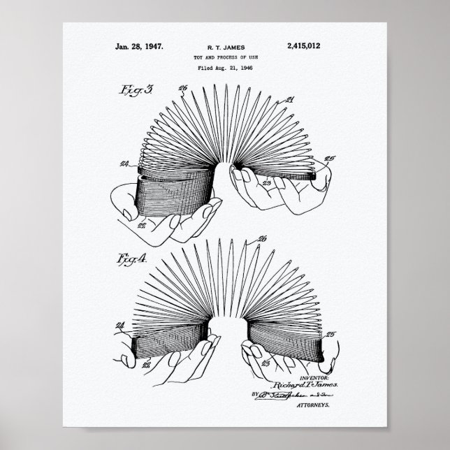 Poster Jouet Slinky 1946 Art breveté - Livre blanc (Devant)