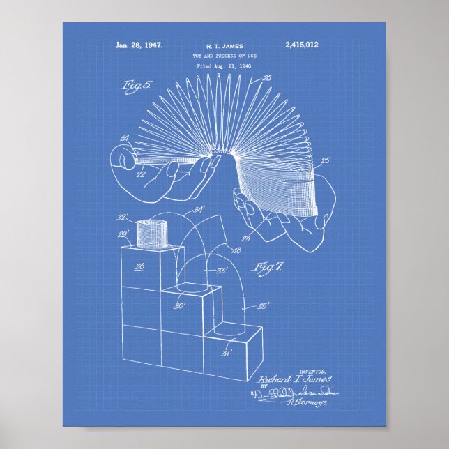 Poster Jouet Slinky 1946 Art breveté - Plan directeur (Devant)