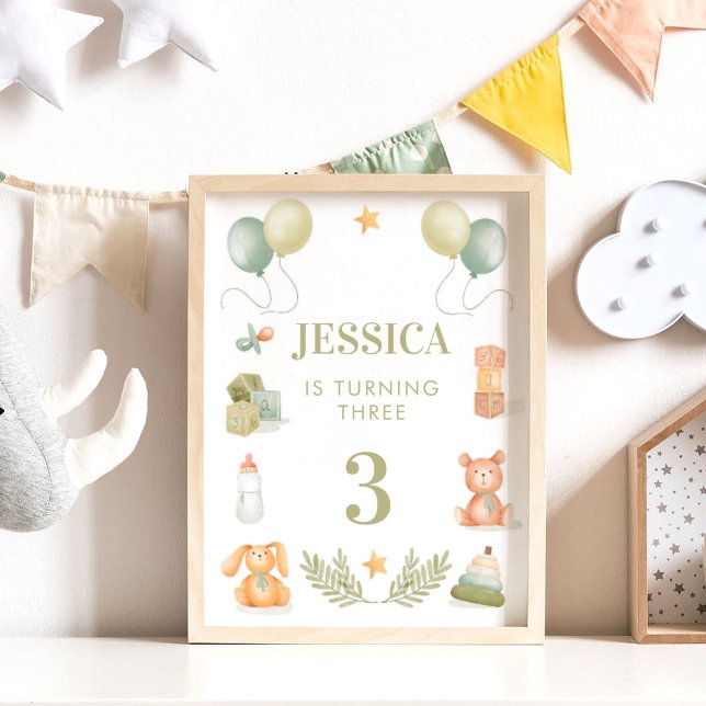 Poster Jouets bébé Aquarelle Naissance (Créateur téléchargé)