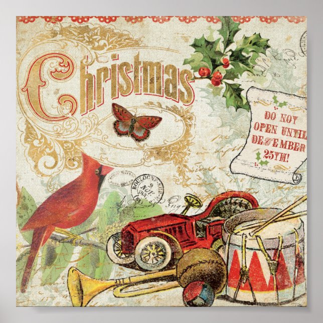 Poster Jouets de Noël Vintage (Devant)