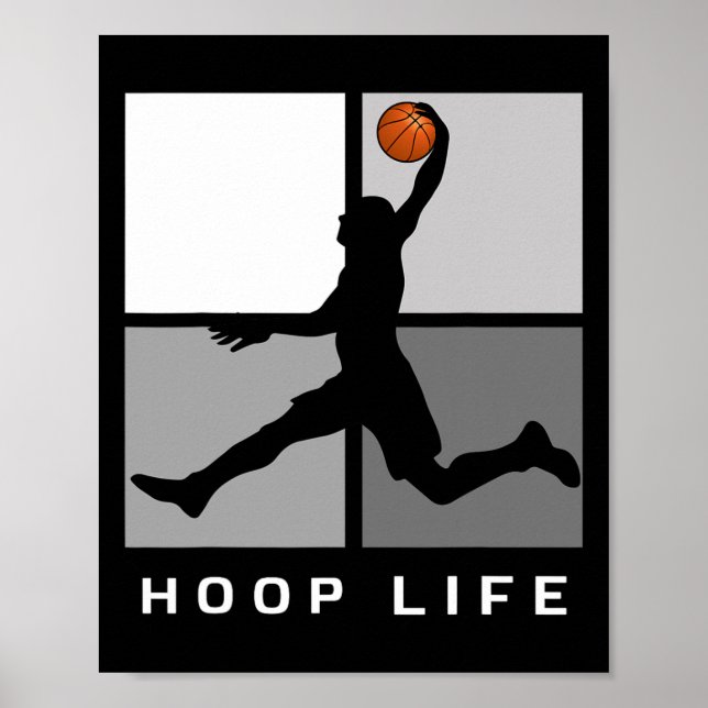 Poster Joueur Bysketbyll Jumping Design Hoop Life (Devant)