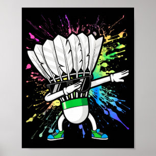 Poster Joueur de badminton drôle enfants garçons hommes f