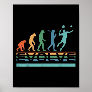 Poster Joueur de badminton évolué drôle nerd Evolution Sp