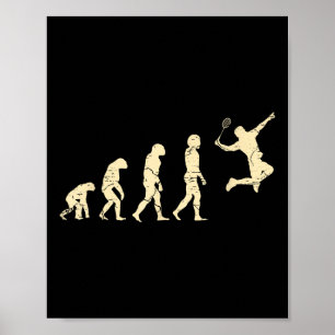 Poster Joueur de badminton Evolution volant raquette 