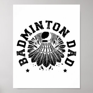 Poster Joueur de badminton navette astronaute 