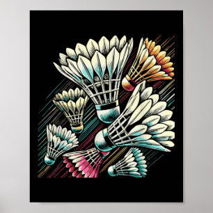 Poster Joueur de badminton Navette Design vibrant