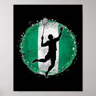 Poster Joueur de badminton Nigeria Drapeau nigérian Niger
