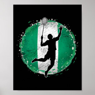 Poster Joueur de badminton Nigeria Drapeau nigérian Niger