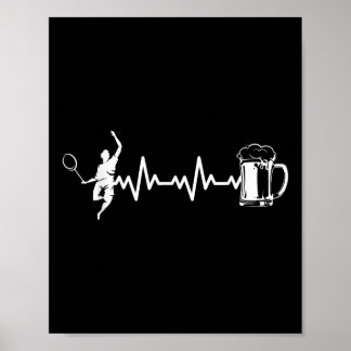 Poster Joueur de badminton Raquette - Battement de coeur
