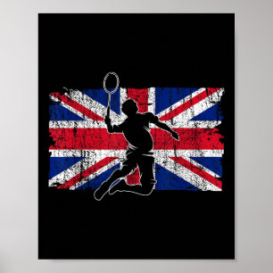 Poster Joueur de Badminton Union Jack Grande-Bretagne Roy