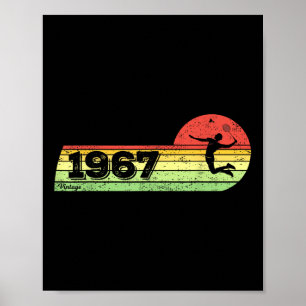 Poster Joueur de badminton Vintage 1967 Birthday Shuttle 