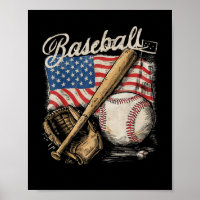 Joueur de baseball avec drapeau américain Batteur 