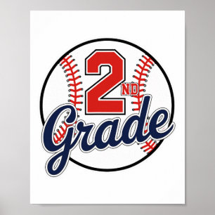 Poster Joueur de baseball de 2e année Retour à l'école Jo