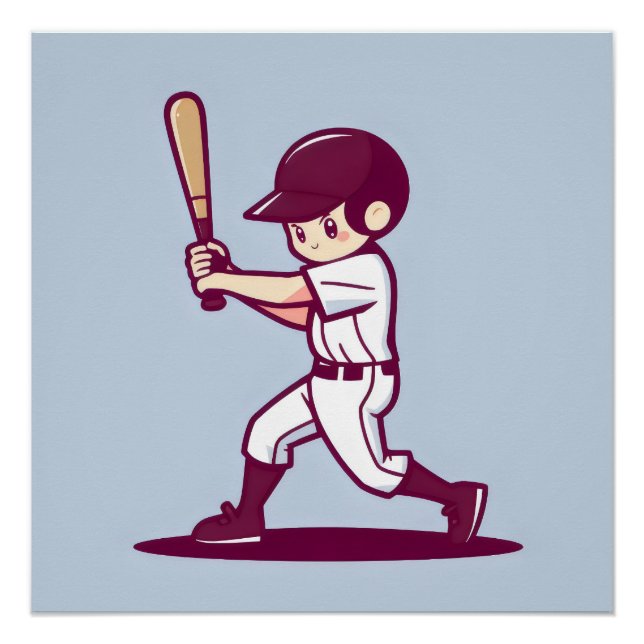 Poster joueur de baseball mignon (Devant)