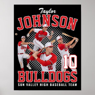 Poster Joueur de baseball Photo personnalisée Bootleg rét