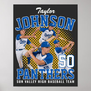 Poster Joueur de baseball Photo personnalisée Bootleg rét