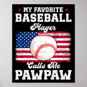 Poster Joueur de baseball préféré m'appelle Pawpaw Flag F