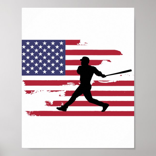 Poster Joueur de baseball Silhouette (Devant)