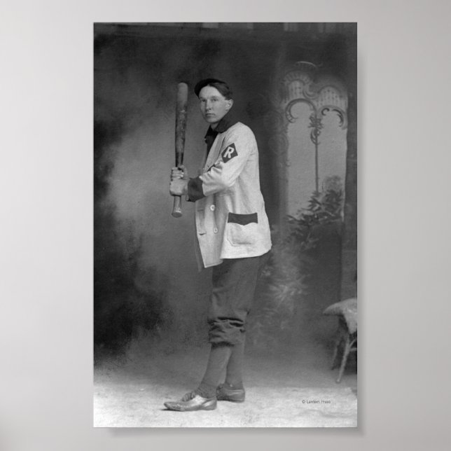 Poster Joueur de baseball tenant Bat (Devant)