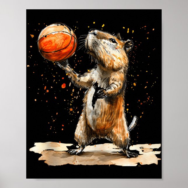 Poster Joueur de basket-ball Animal Art Basketball Hotte  (Devant)