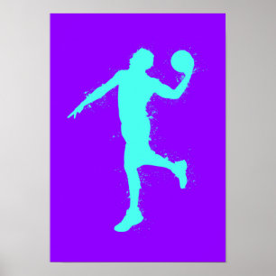 Poster Joueur de basket-ball - Aquarelle sur fond violet