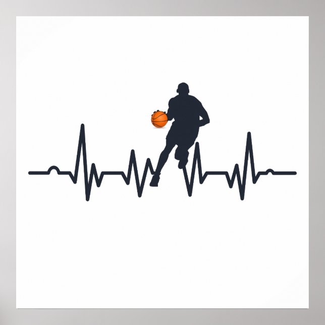 Poster joueur de basket-ball avec battement de coeur (Devant)