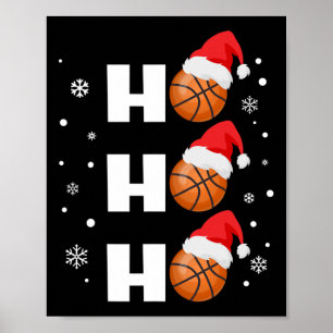 Poster Joueur de basket-ball de Noël amusant Ho Ho Ho Spo