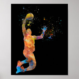 Poster Joueur De Basket En Aquarelle Jouant