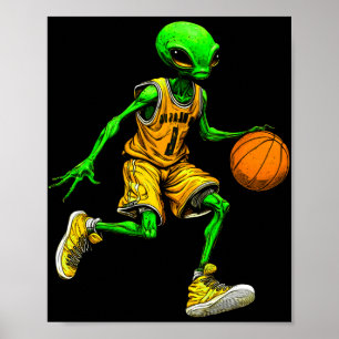 Poster Joueur de basket extraterrestre à manches longues 
