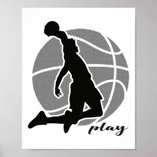 Poster Joueur de basket (monochrome) 2 (Devant)