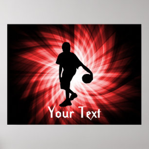 Poster Joueur De Basket; Rouge