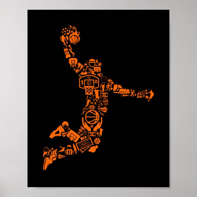 Poster Joueur de basket Sport Vintage Athlète (Devant)