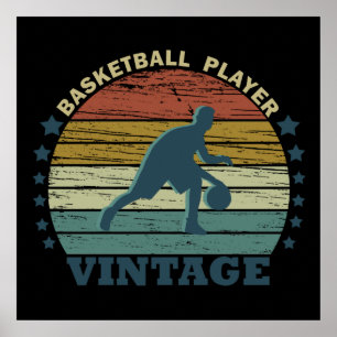 Poster joueur de basket vintage