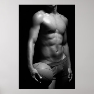 Poster joueur de basket W6 en noir et blanc