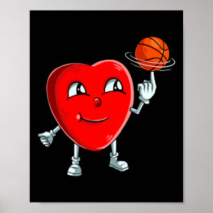 Poster Joueur de basketball de coeur Valentines Jour Mign