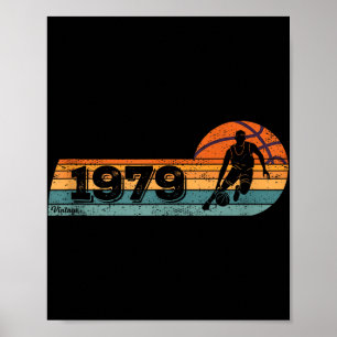Poster Joueur de basketball Jeu Vintage Né 1979 Anniversa