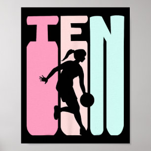 Poster Joueur de basketball rétro 10e anniversaire 10 ans