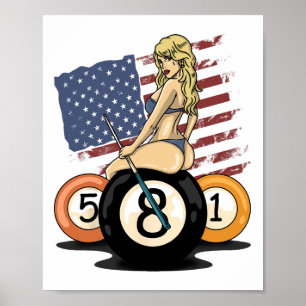 Poster Joueur de billard de 8 balles Joueur de billard de