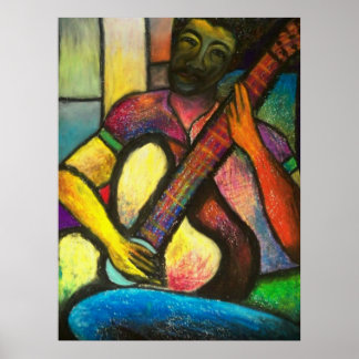 Poster Joueur de blues de guitare
