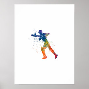 Poster Joueur de cricket en aquarelle