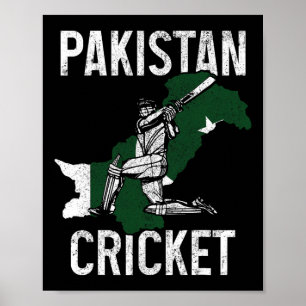 Poster Joueur de cricket pakistanais Drapeau pakistanais